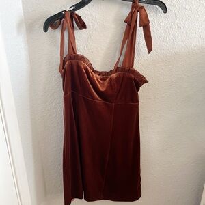 Danielle Berstein brown velvet mini dress